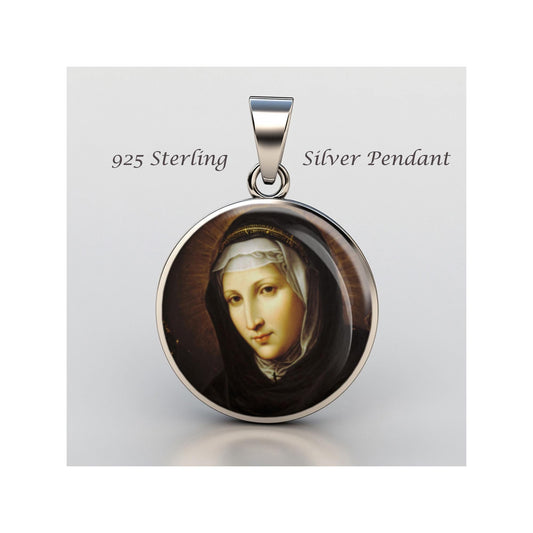 Saint Catherine Of Genoa Religious Devotional sterling silver 925 Christian Medal Patron