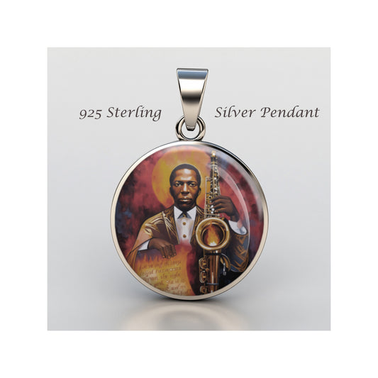 Saint John Coltrane Catholic sterling silver 925 Christian Medal Patron Pendant image 0