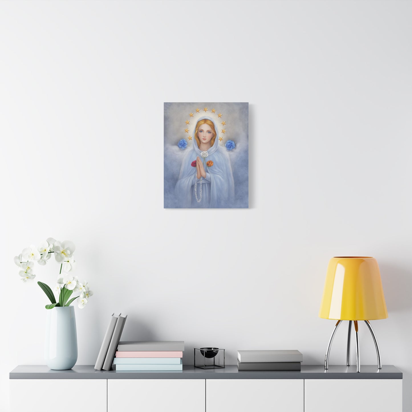 Rosa Mystica Mary Catholic Canvas Wall Art, Christian Decor