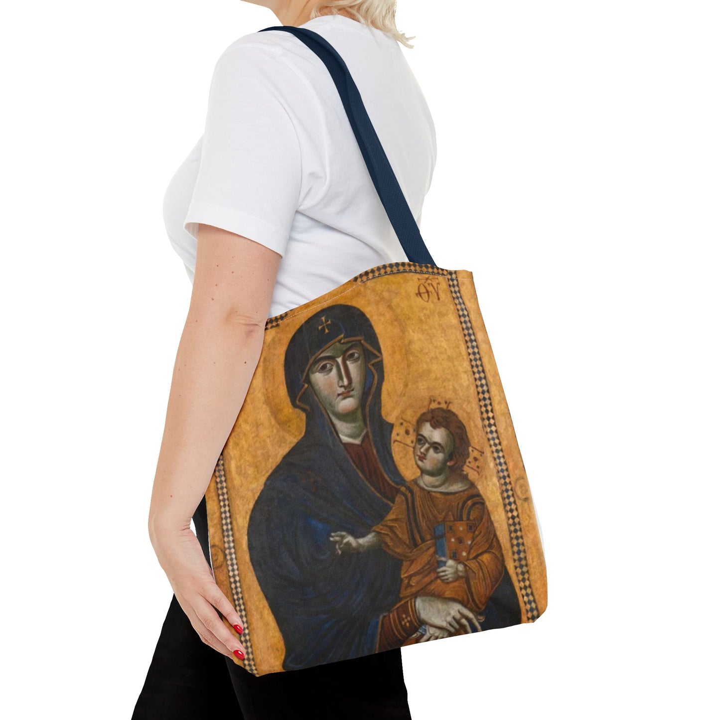 Salus Populi Romani Floral Tote Bag | Catholic Eco-Friendly Shopper | Gift for Spirituality Lovers