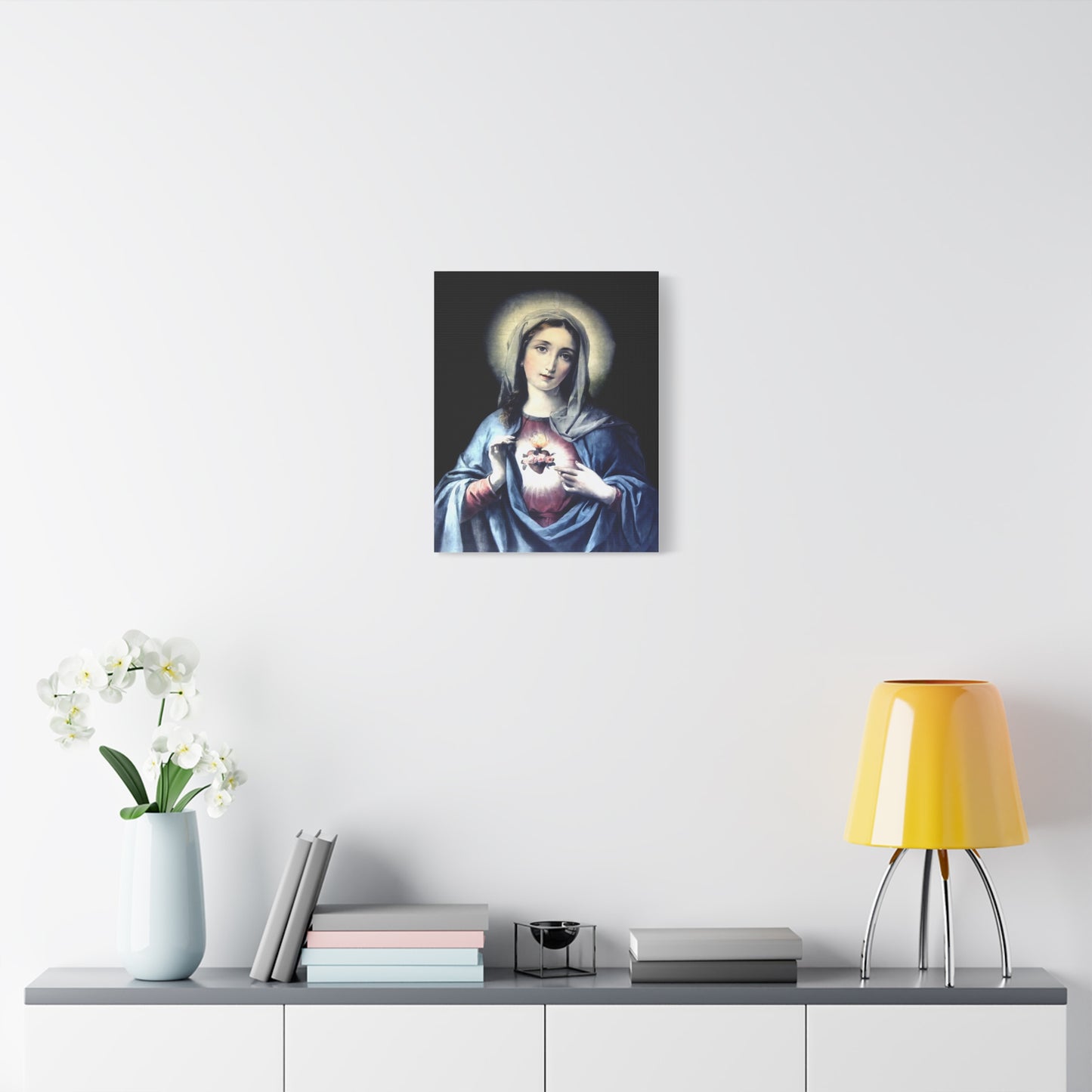 Ready to Hang - Immaculate Heart Virgin Mary Catholic Canvas Wall Art, Christian Decor