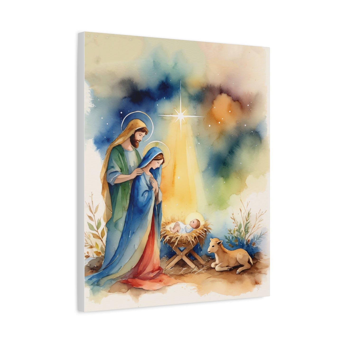 Nativity Scene Holy Family Canvas Wall Art, Christian Decor