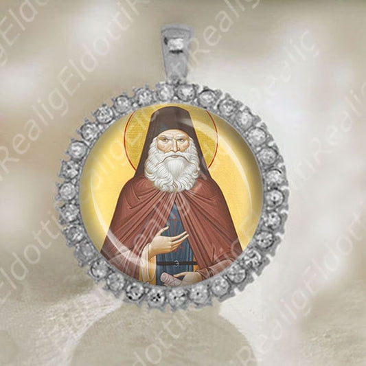 St Elias of Makeevka Medal Patron Christian Silver Tone Jewelry