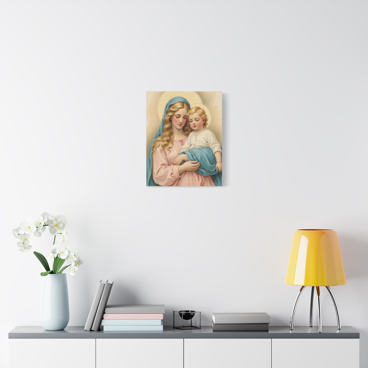 Mother Mary and Baby Jesus Catholic Canvas Wall Art, Christian Decor
