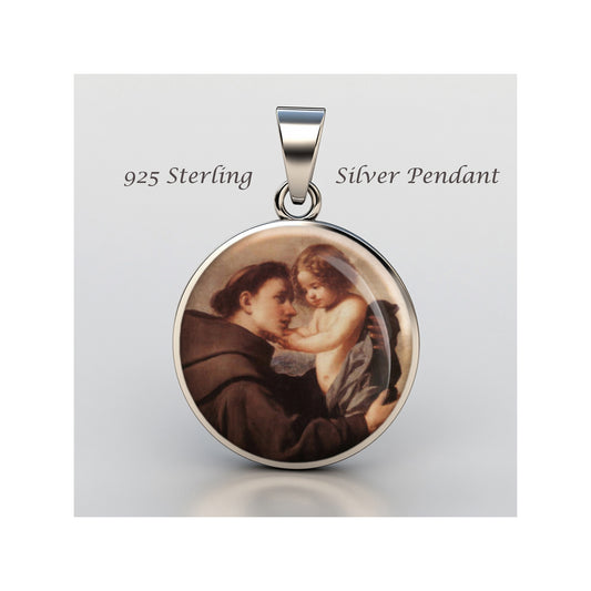 Saint Anthony Of Padua Catholic sterling silver 925 Christian Medal Patron image 0