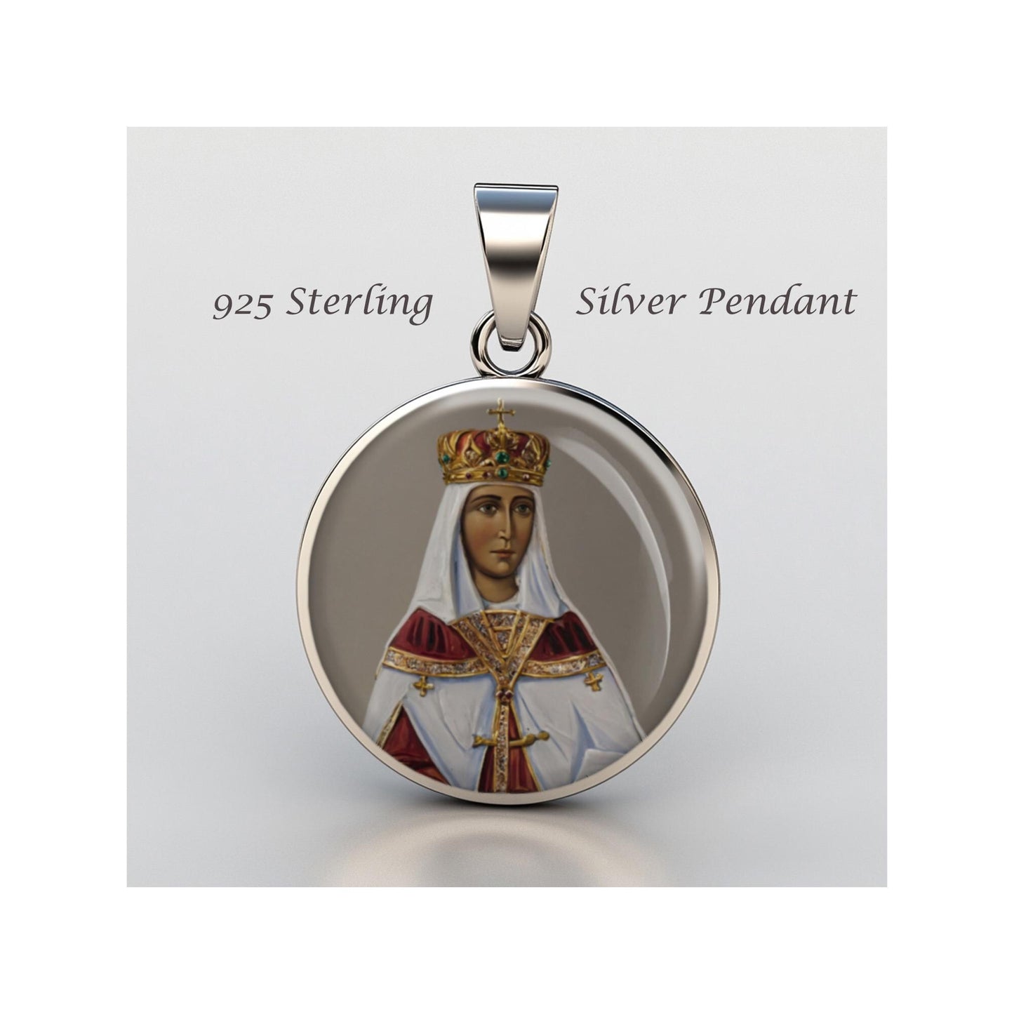 Saint Alexandra Religious Devotional sterling silver 925 Christian Medal Patron Pendant