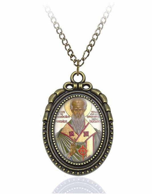 St Ado of Vienne Orthodox Necklace Bronze Medal w Chain Oval Pendant Saint