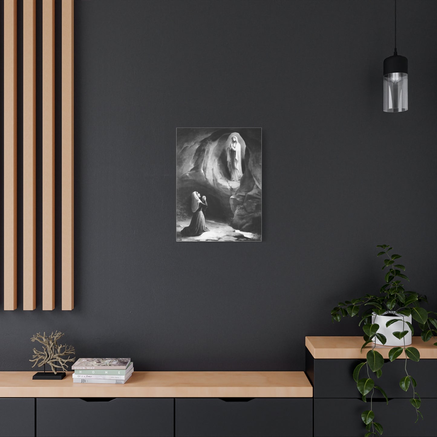 Ready to Hang - Our Lady of Lourdes St. Bernadette Soubirous Catholic Canvas Wall Art, Christian Decor
