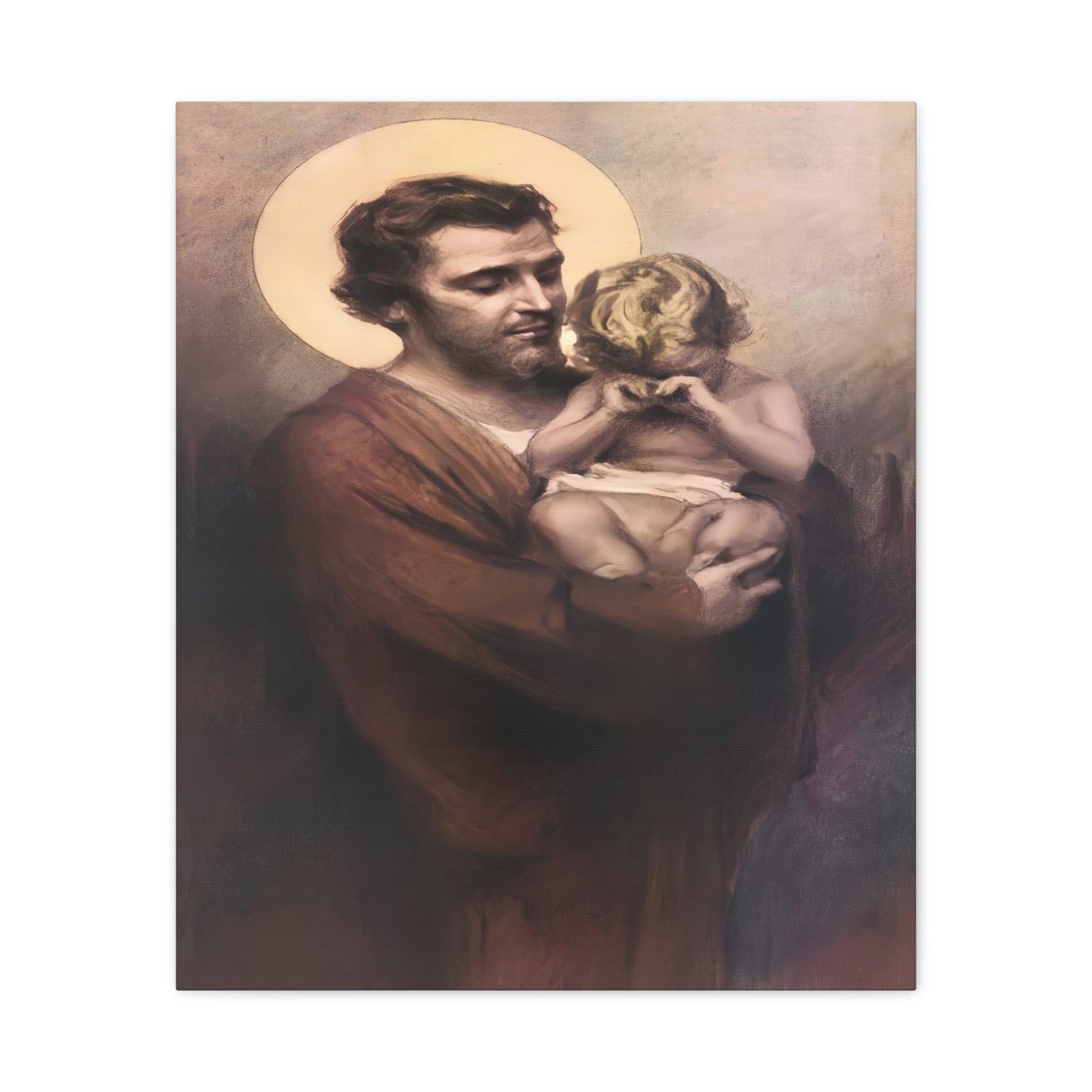 St. Joseph & Child Jesus Crying - Chambers - Catholic Canvas Wall Art, Christian Decor
