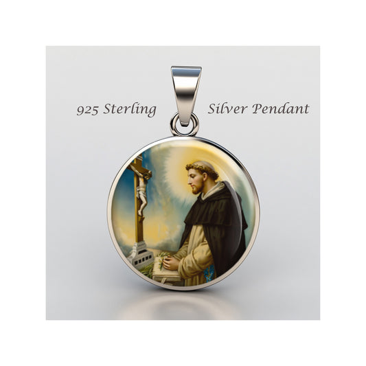 Saint Dominic Catholic sterling silver 925 Christian Medal Patron Pendant image 0