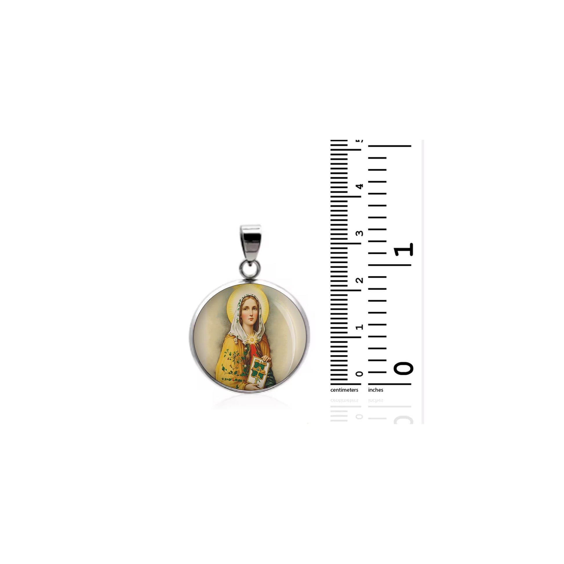 Saint Dymphna Catholic sterling silver 925 Christian Medal Patron Pendant image 1