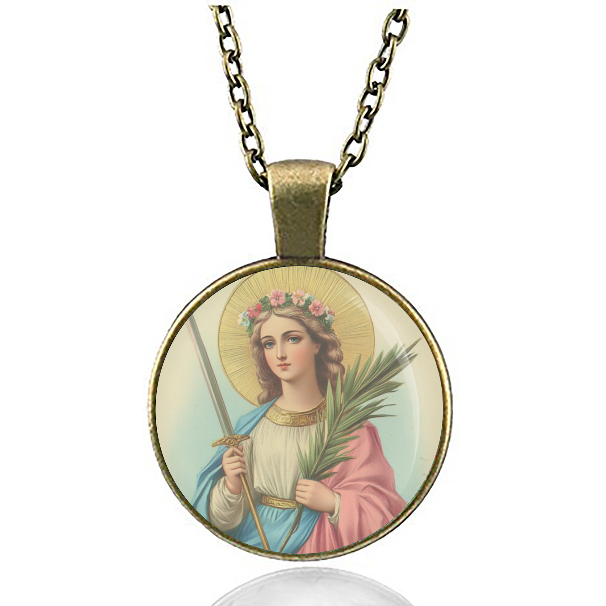 St. Philomena Necklace Catholic Saint Pendant Medal image 4