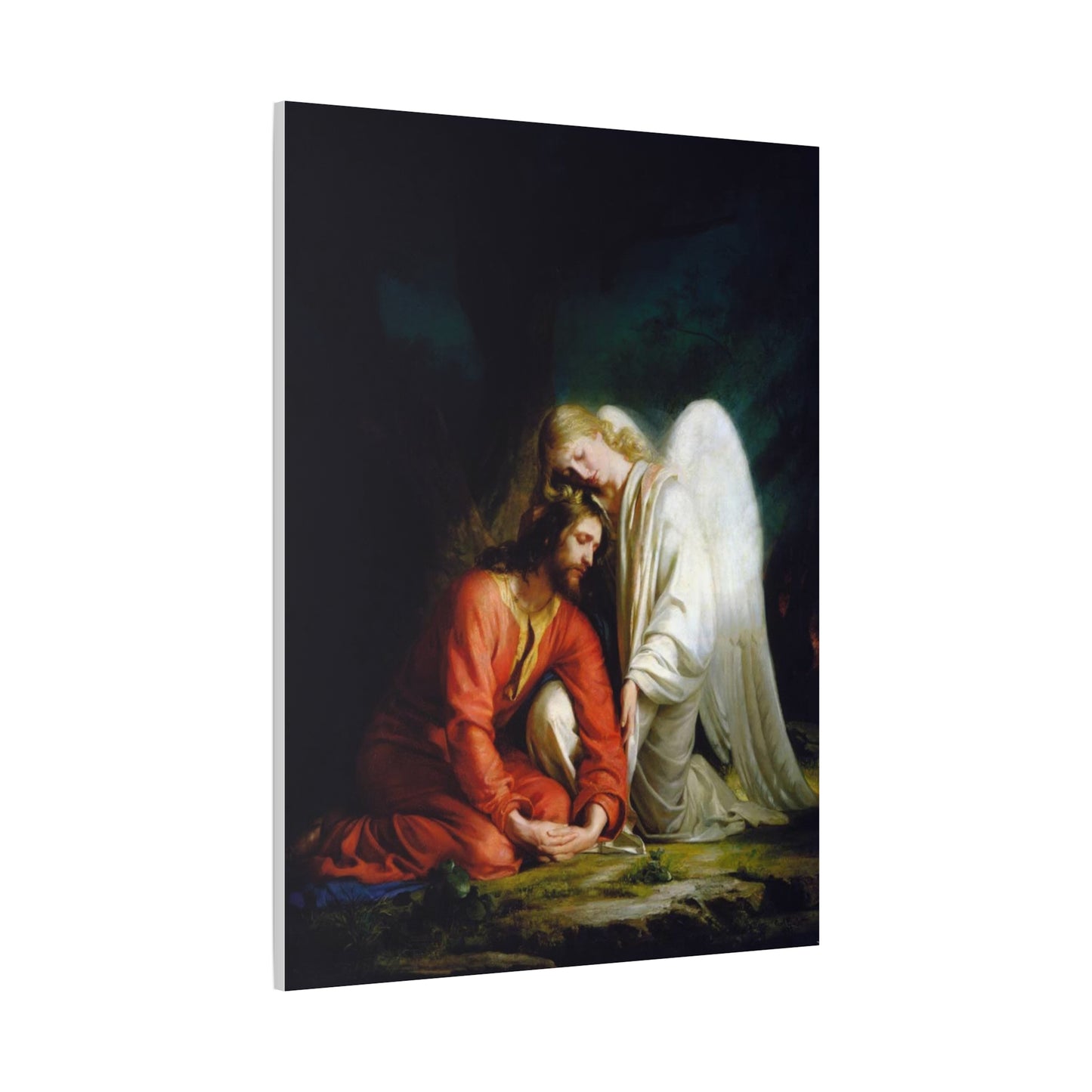 Ready To Hang - Bloch Gethsemane Jesus and Angel Praying - Agony in the Garden Catholic Canvas Wall Art, Christian Decor