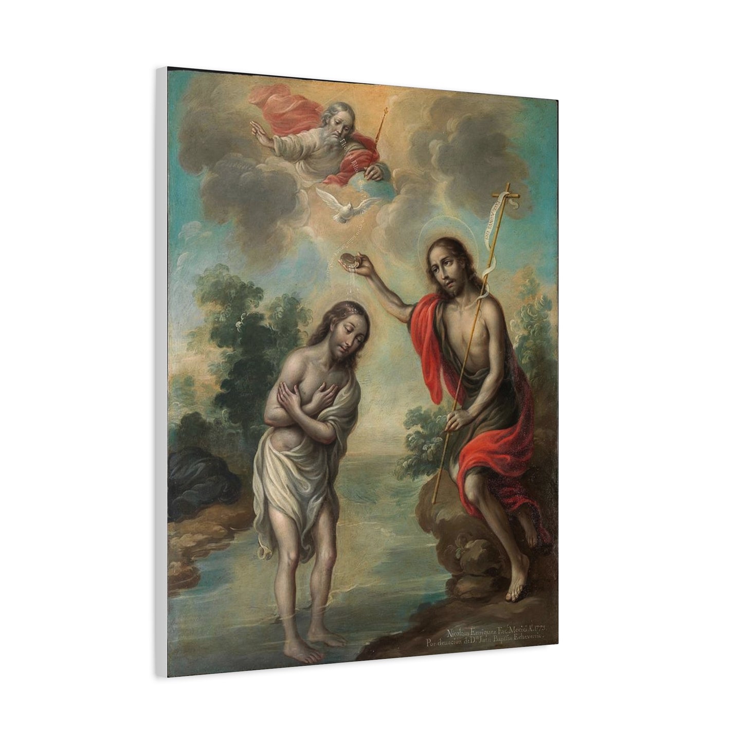 The Baptism of Christ Jesus Catholic HQ Print on Canvas Ready To Hang - Virgin Mary Canvas