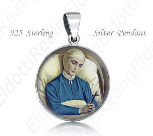 Bl Anne Catherine Emmerich Sterling Silver Pendant. Religious Christian 925 Silver Medal Round 20mm Patron Saint