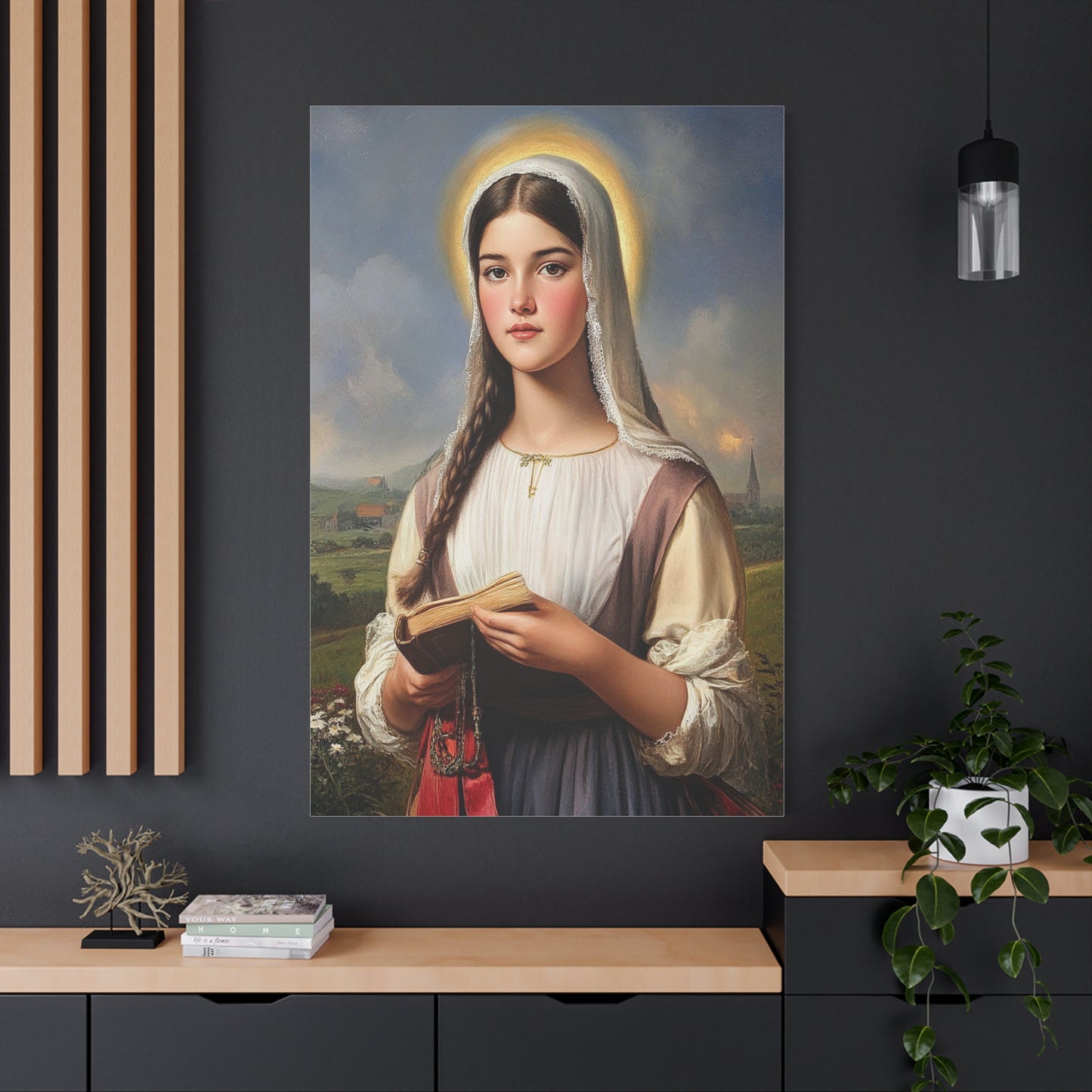 St. Genevieve Catholic Canvas Wall Art, Christian Decor