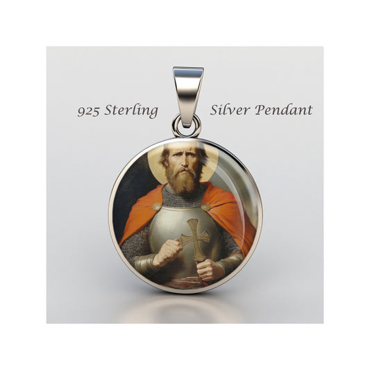 Saint Blessed Charles The Good Catholic sterling silver 925 Christian Medal image 0