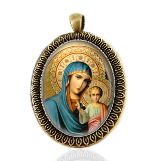 Our Lady of Soufanieh Damascus, Syria Christian Catholic Medal Pendant, Virgin Mary Religious Jewelry