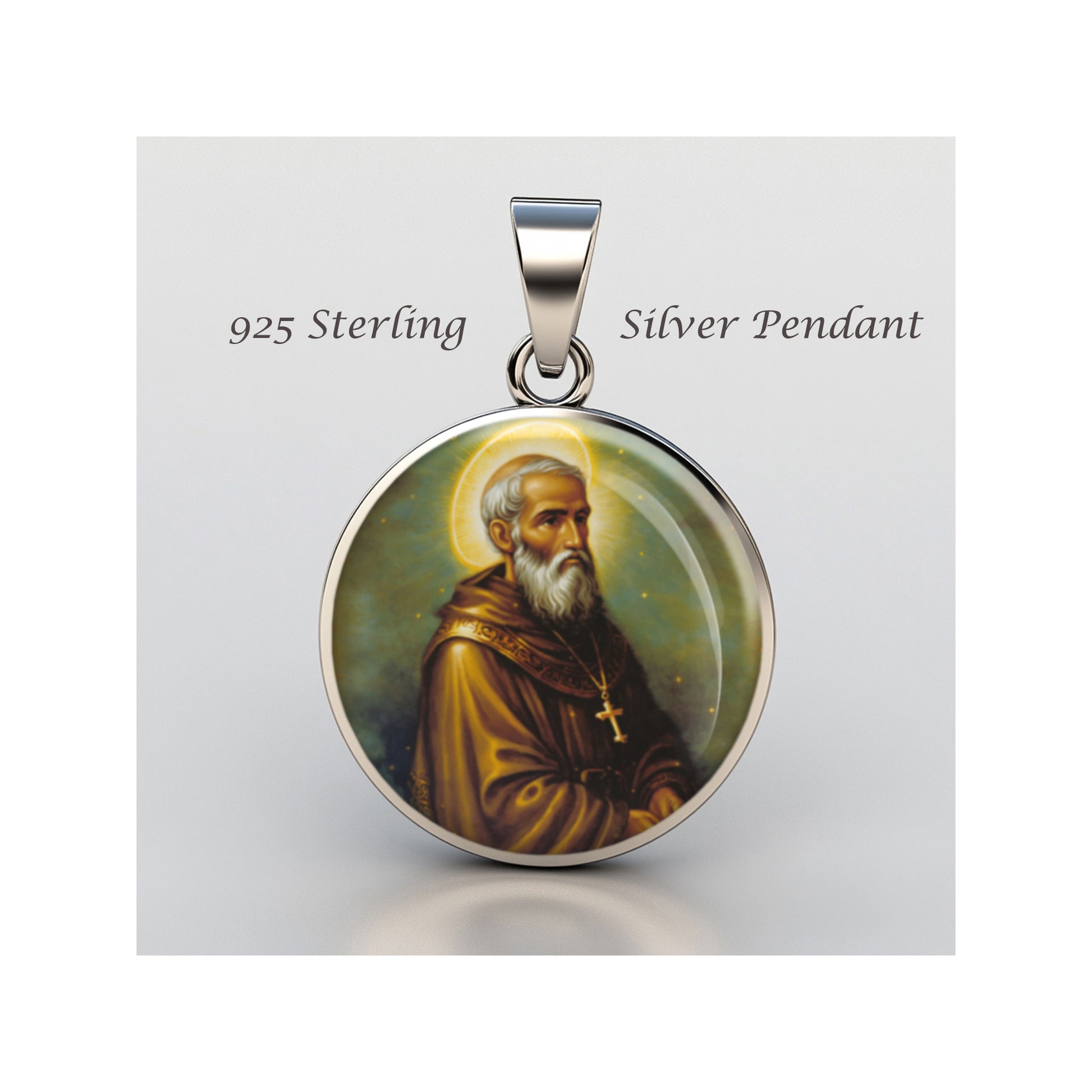 Saint Ezekiel Catholic sterling silver 925 Christian Medal Patron Pendant image 0