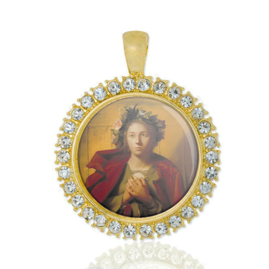 St Bona of Pisa Christian Patron Saint for Flight Attendants Catholic Gold Tone Medal Pendant Religious Jewelry