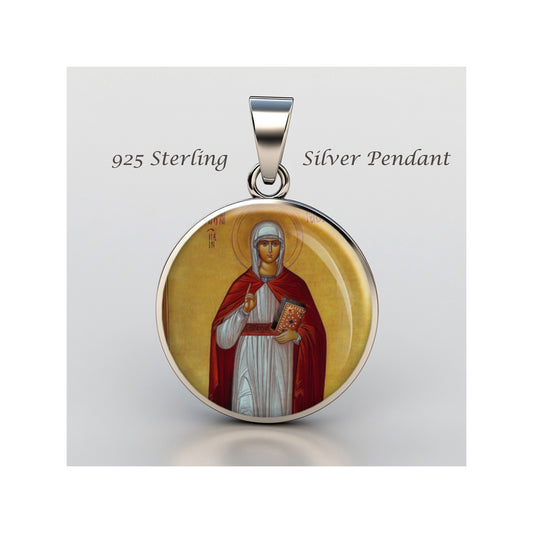 Saint Thekla Catholic sterling silver 925 Christian Medal Patron Pendant image 0