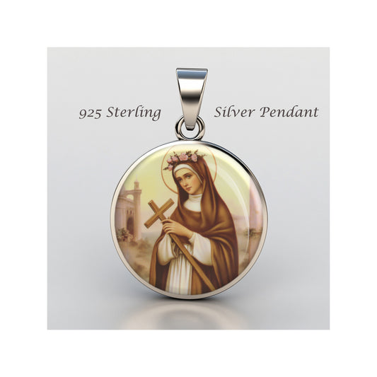Saint Rose Of Lima Catholic sterling silver 925 Christian Medal Patron Pendant image 0