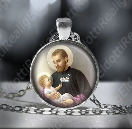 St. CAJETAN Italian Catholic Priest Necklace. Catholic Pendant. Christian Medal.
