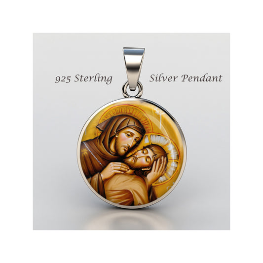 Saint Francis Of Assisi And Christ Catholic sterling silver 925 Christian Medal image 0