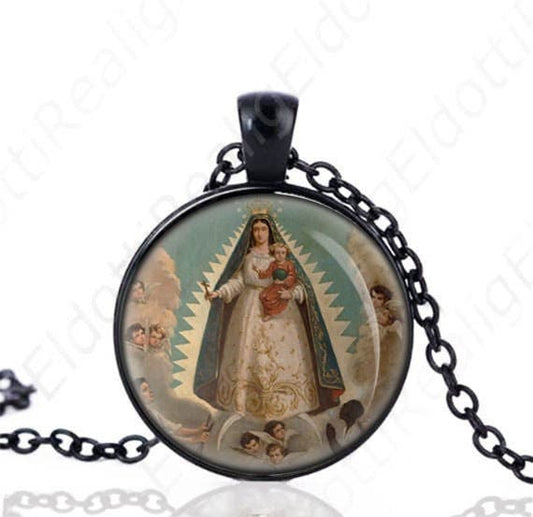 Our Lady of El Cobre Charity Black Necklace Catholic Medal Virgin Mary Pendant Chain