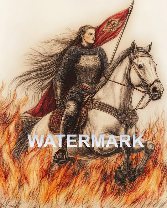 Colored Pencil Drawing St. Joan of Arc Art Digital Image image 0