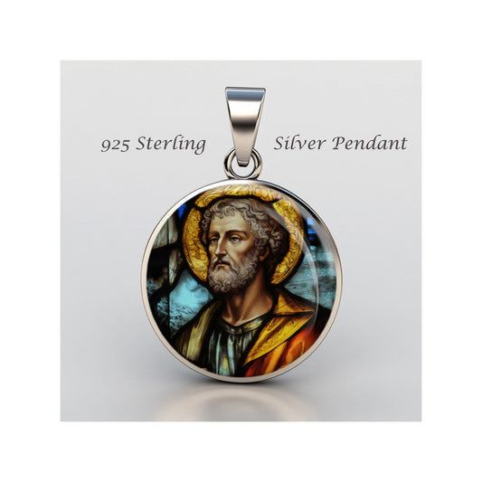 Saint Joseph Religious Christian sterling silver 925 Christian Medal Patron Pendant