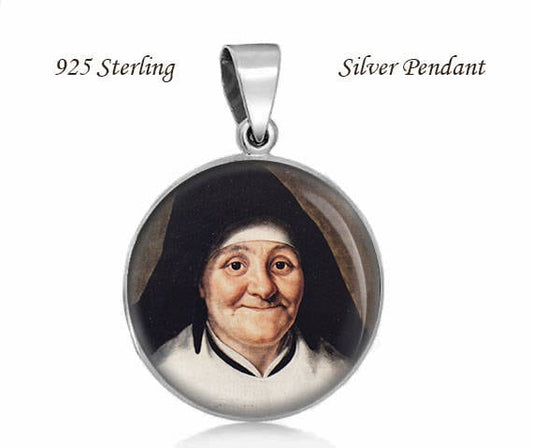 St Julie Billiart Patron Saint of sickness 925 Sterling Silver Round Pendant Religious Christian Medal