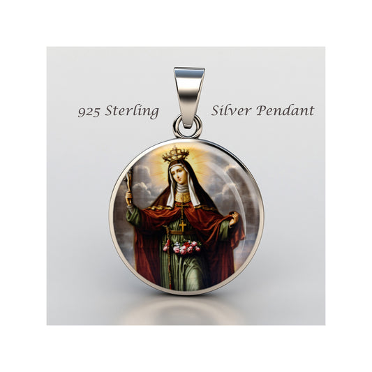 Saint Elizabeth Of Hungary Catholic sterling silver 925 Christian Medal Patron image 0