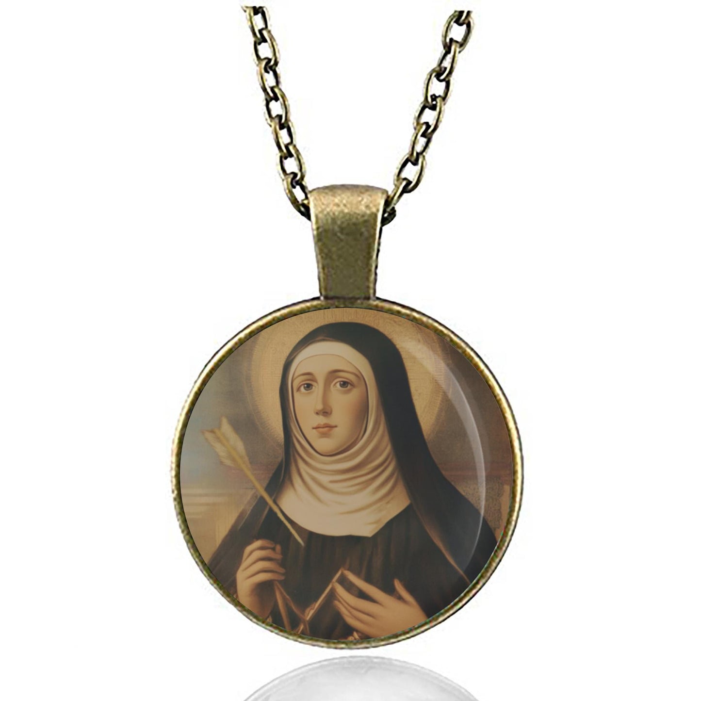 St. Teresa of Jesus (Teresa of Avila) Catholic Necklace Patron Pendant Christian Medal