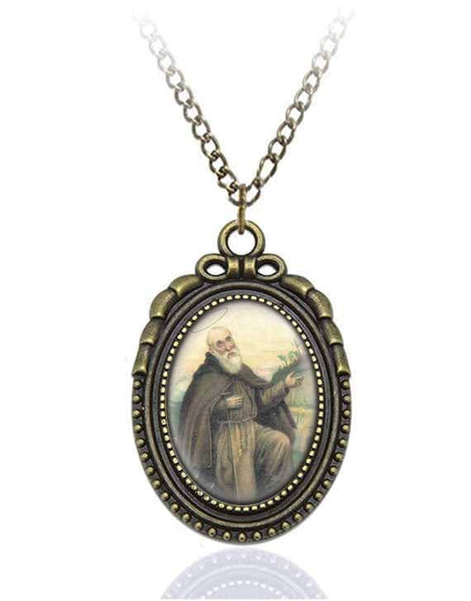 St Conrad of Piacenza Catholic Necklace Bronze Medal w Chain Oval Pendant Saint
