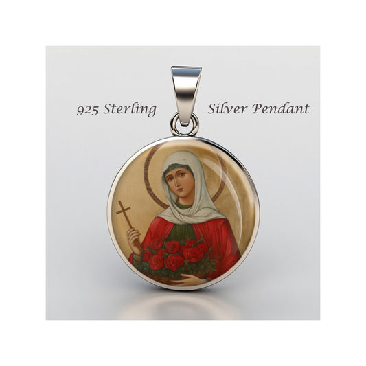 Saint Amata Religious Devotional sterling silver 925 Christian Medal Patron Pendant