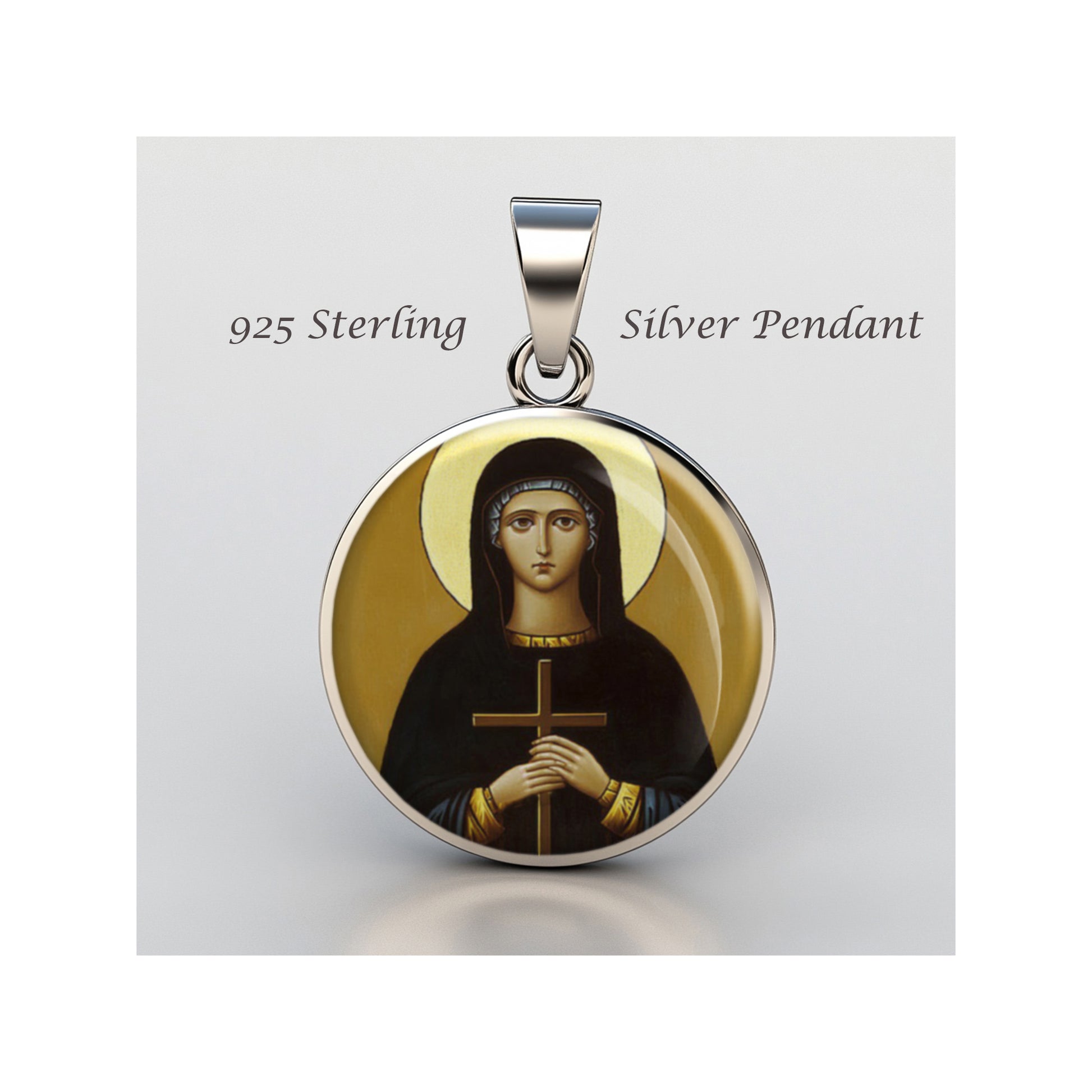 Saint Pelagia Catholic sterling silver 925 Christian Medal Patron Pendant image 0