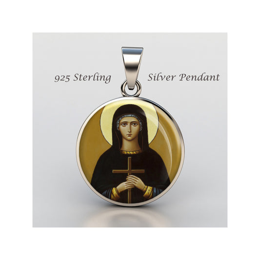 Saint Pelagia Catholic sterling silver 925 Christian Medal Patron Pendant image 0