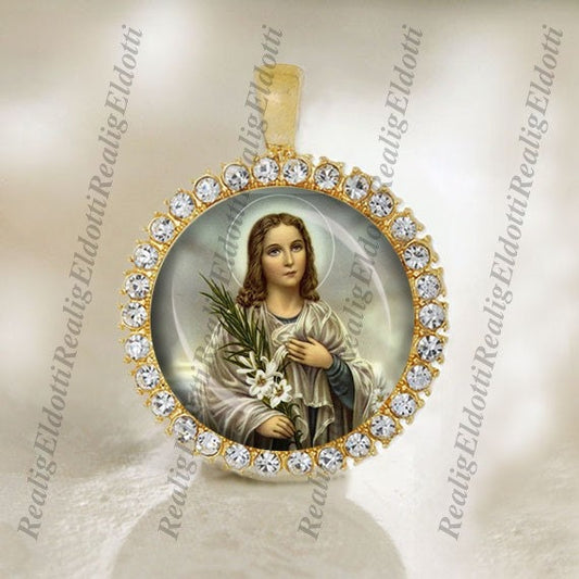 Saint Maria Goretti Religious Catholic Patron Christian Gold Medal Pendant Charm