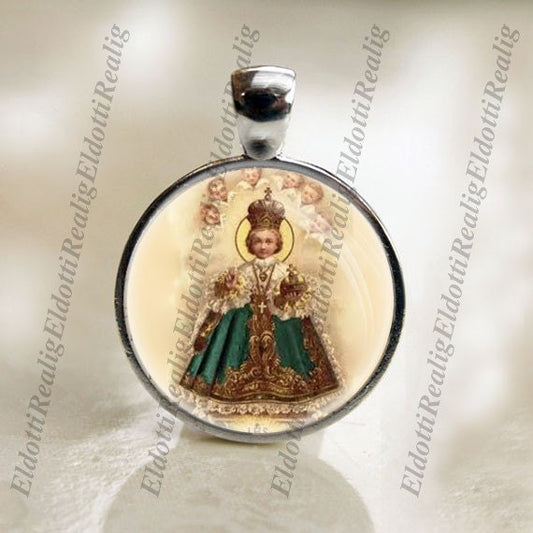 Infant Jesus of Prague - Christian Catholic Medal Pendant / Charm Cabochon