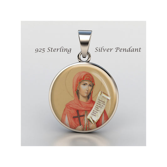 Saint Parascheva Iasi Catholic sterling silver 925 Christian Medal Patron image 0