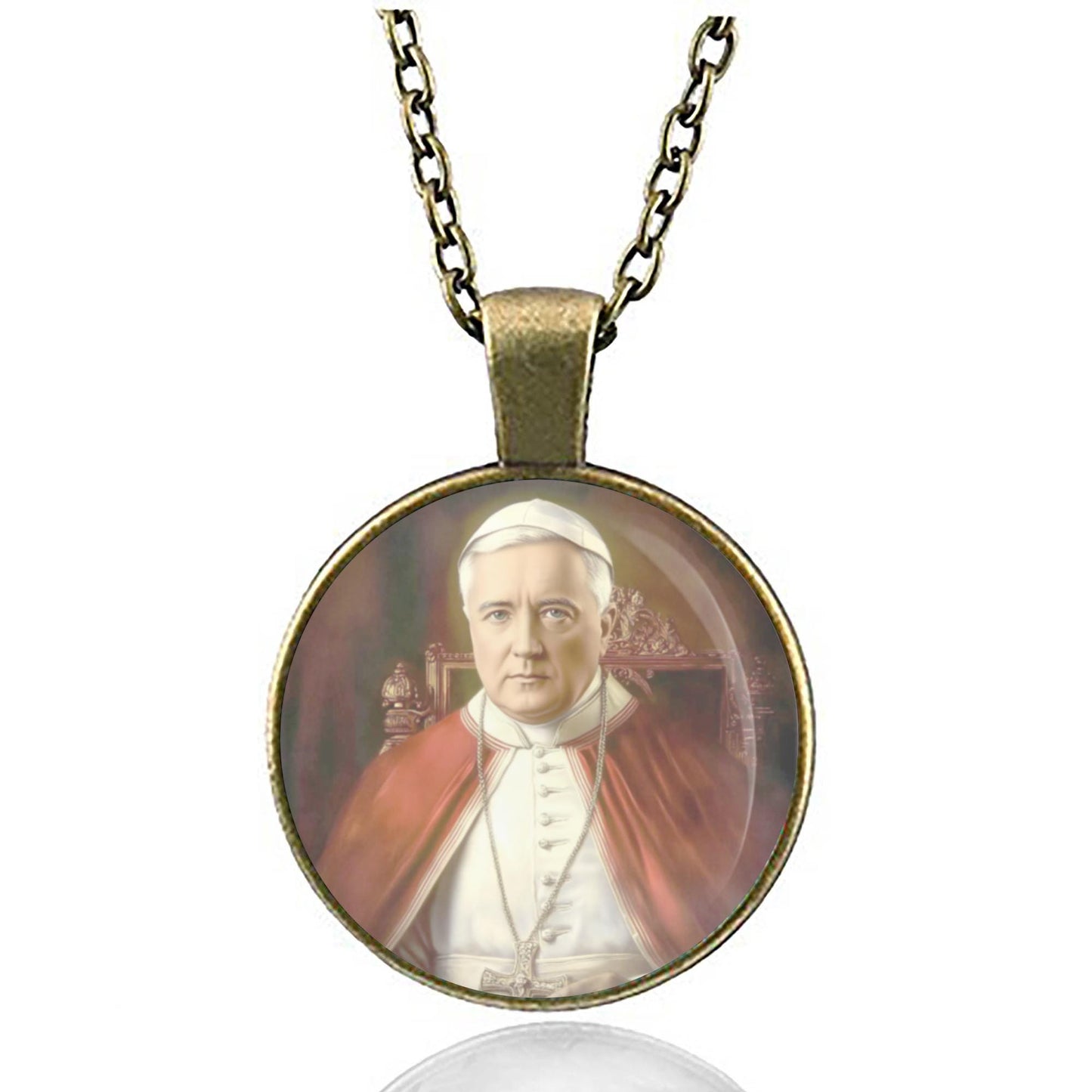 St. Pope Pius X Catholic Christian Medal Pendant Necklace