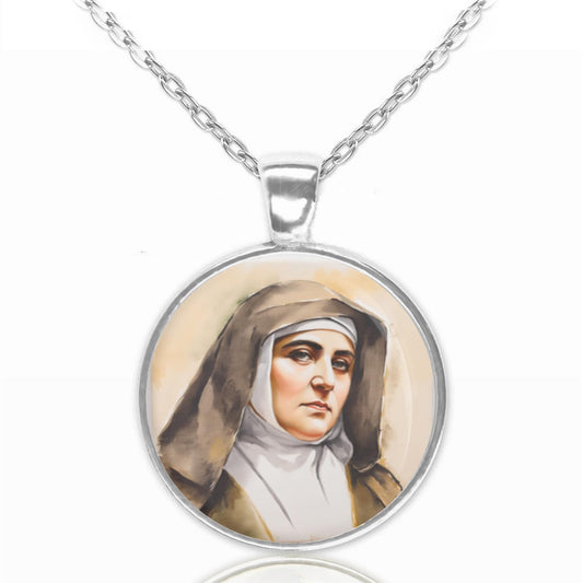 St Edith Stein Hand Painted Patron of Europe Catholic Medal Pendant Necklace