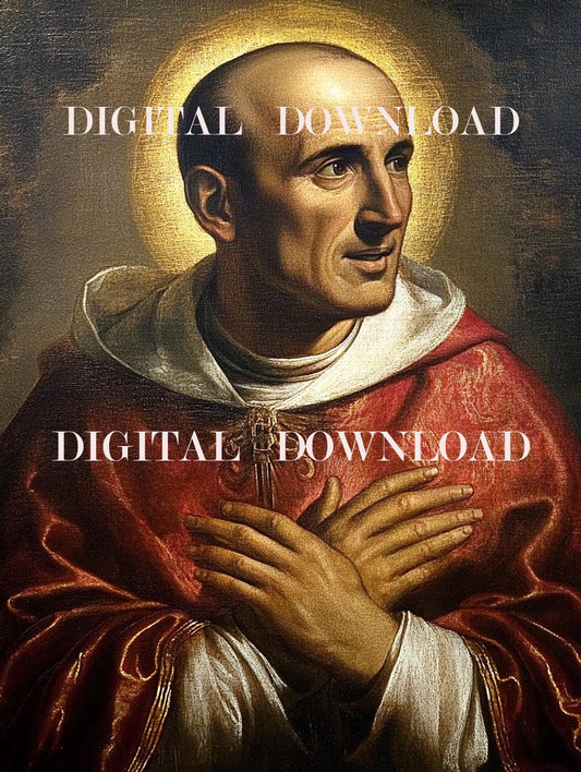Saint Charles Borromeo Oil Painting Style Digital Image image 0