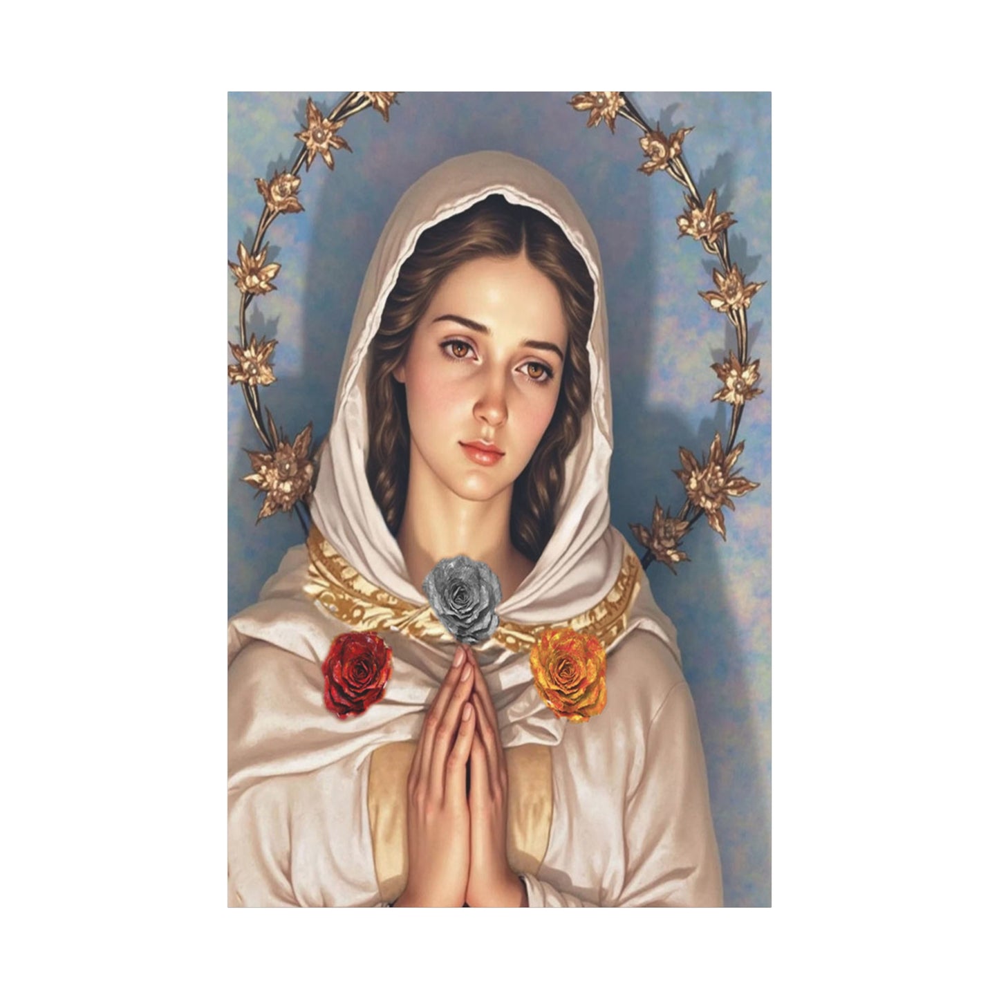 Our Lady Mary Rosa Mystica Catholic Canvas Wall Art, Christian Decor