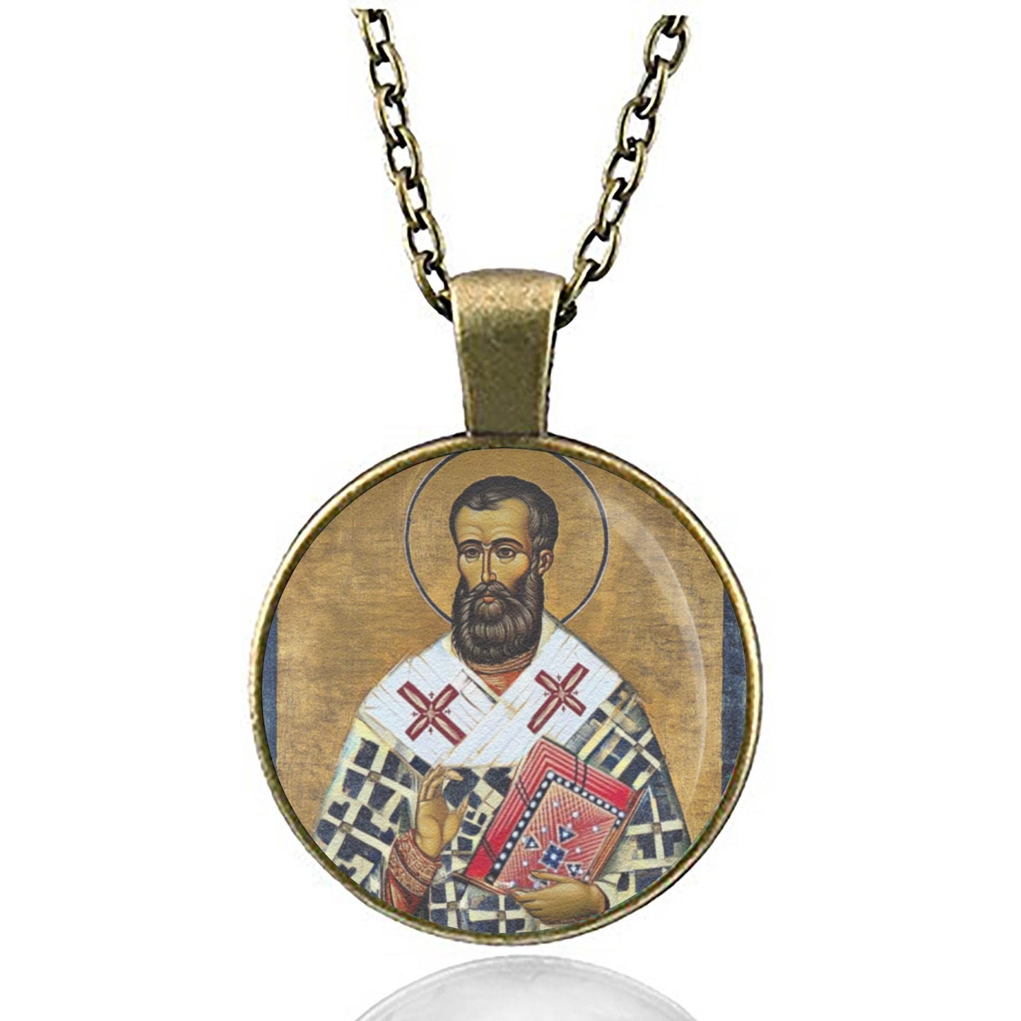 St Ambrose Religious Necklace - Patron Saint Medal Pendant