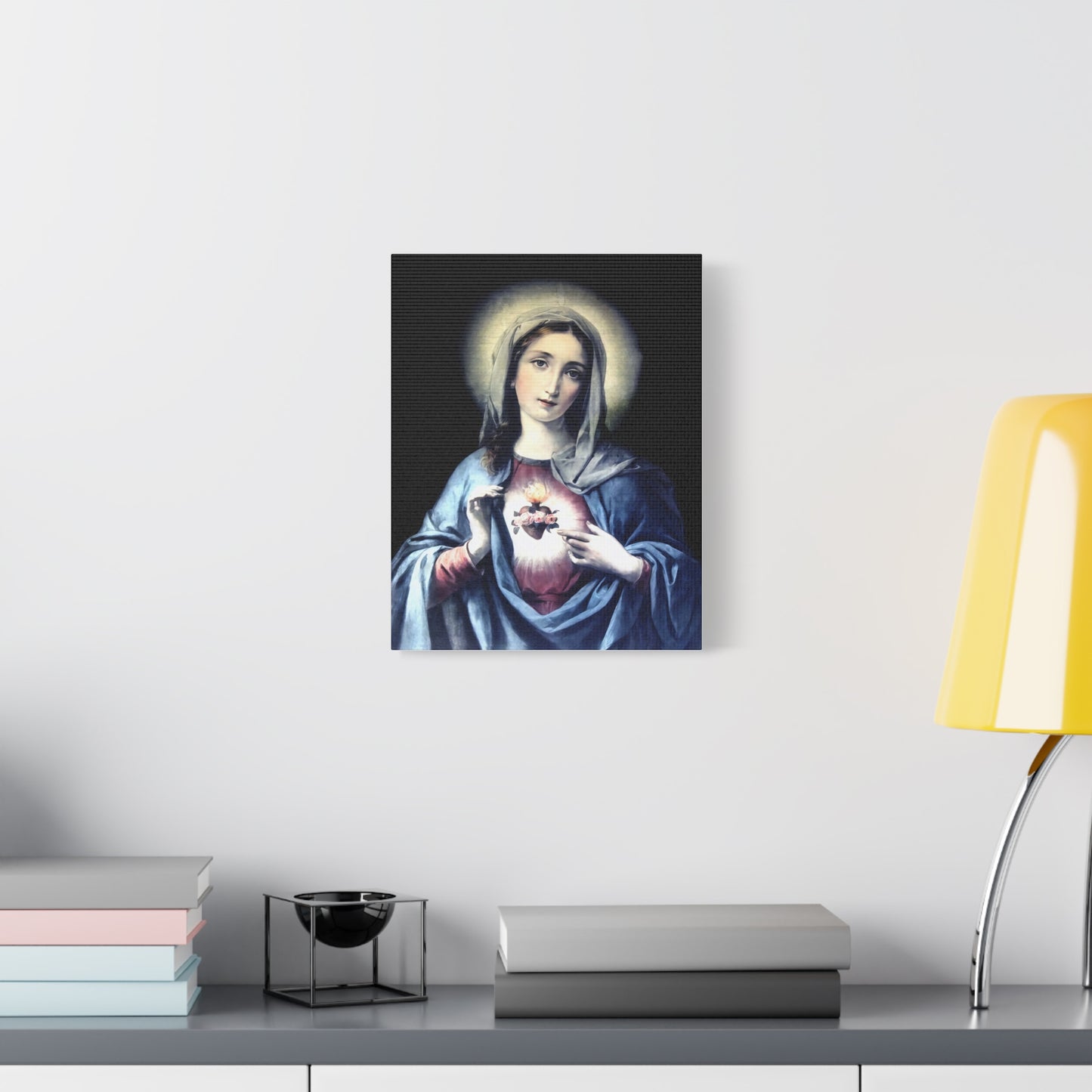 Ready to Hang - Immaculate Heart Virgin Mary Catholic Canvas Wall Art, Christian Decor