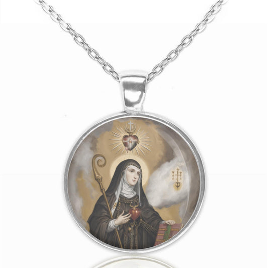 St. Gertrude The Great Necklace Catholic Medal Pendant Jewelry