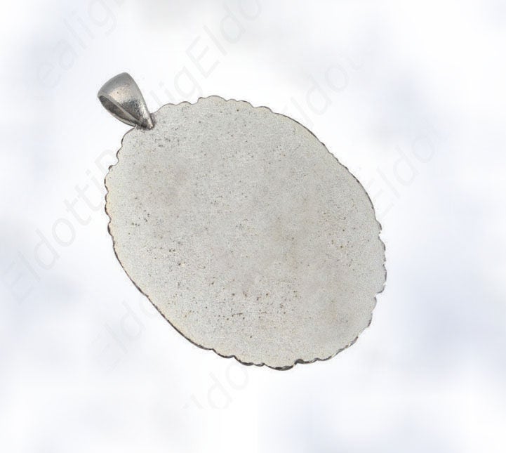 St. Angela of Foligno Silver Tone Medal Victorian Style Pendant Oval Jewelry for Necklace Charm