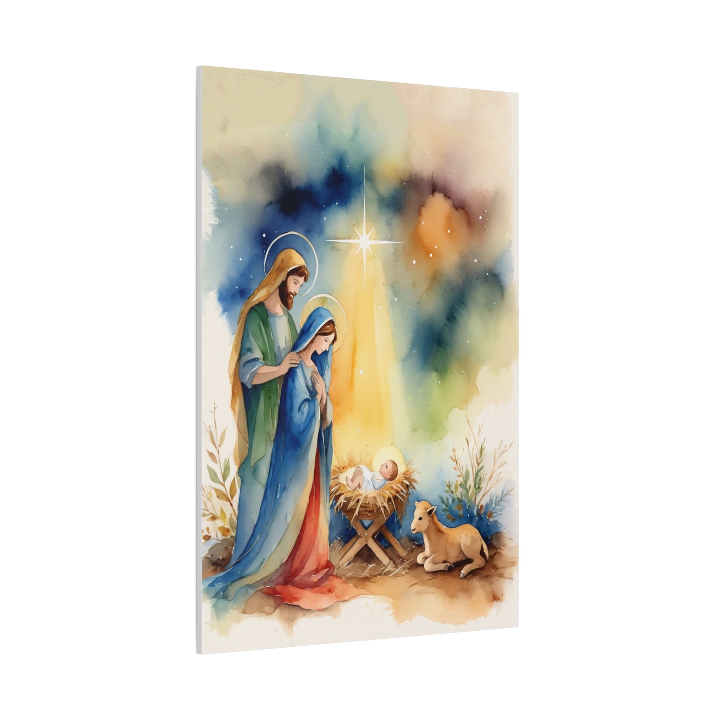 Nativity Scene Holy Family Canvas Wall Art, Christian Decor